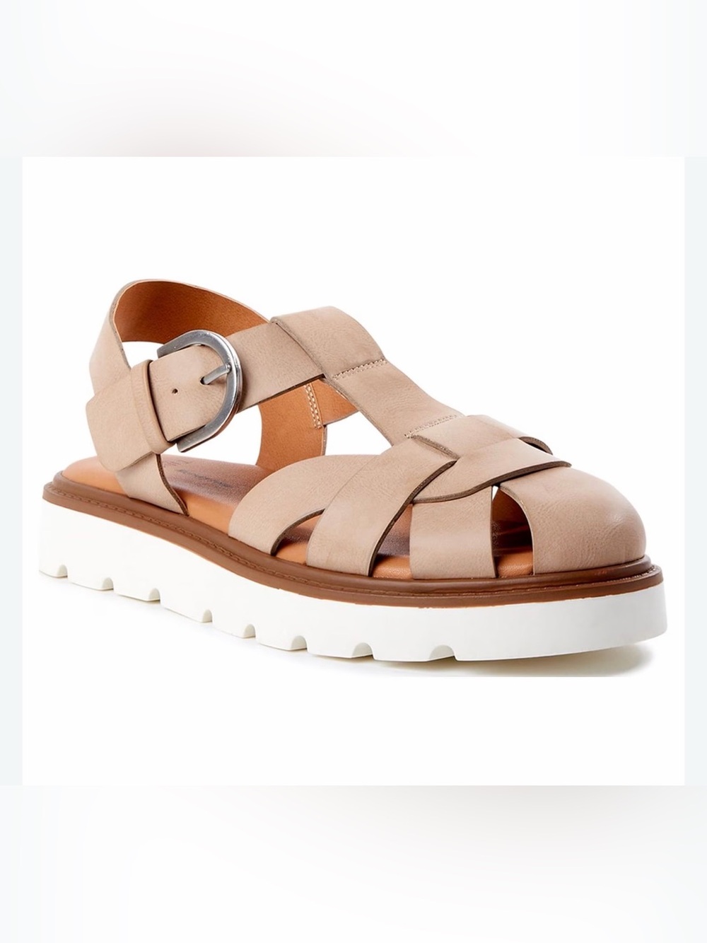NWT Time and Tru Neutral Fisherman Sandals Leather Woven Strap in Tan SZ 6 - Picture 2 of 5